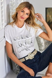 Coffee Faux Pearl Graphic Tee White