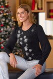 Snowflake Puff Sleeve T-shirt Black