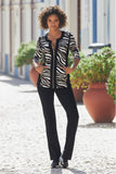 Beyond Travel Sophisticated Stripes 2 pc Set Jet Black/Camel