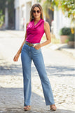 Proper Stretch Wide Leg High Rise Jeans Light Med Wash