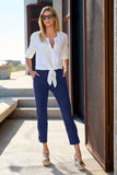 Newport Twill Pull on Crop Pant Navy