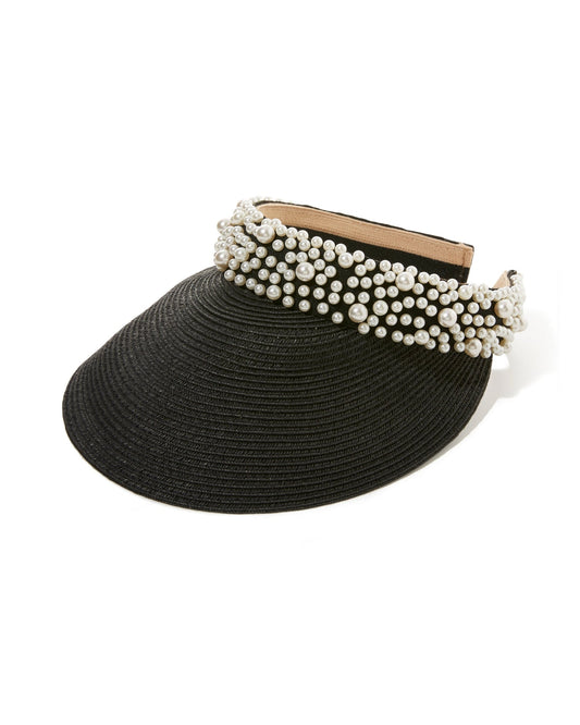 Pearl Embellished Visor Black
