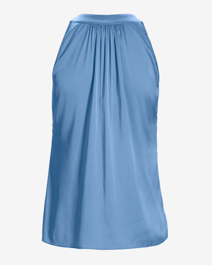 Nikki V-Neck Charmeuse Blouse Clear Blue Sky