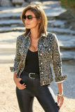 Neutral Leopard Print Denim Jacket Brown Multi