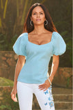 Sweetheart Neckline Ponte Top Airy Blue