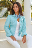Leather Puff Sleeve Jacket Aquamarine
