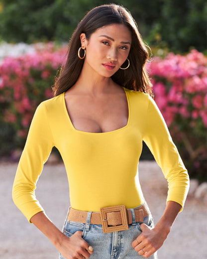 So Sexy Square-Neck Top Lemon Drop