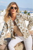 Floral Sequin Embellished Linen Jacket Neutral Multi