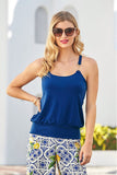 Hardware Detail Blouson Knit Top Deep Ocean