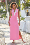 Sleeveless Chic Zip Maxi Dress Sachet Pink
