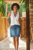 Pull On Denim Skort Medium Wash