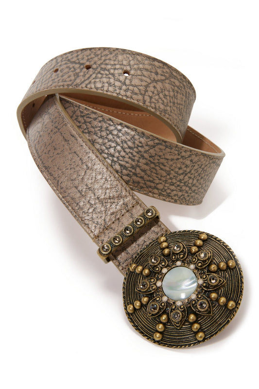 Pearl Detail Buckle Belt Stone Multi