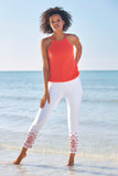 Coral Baubles Embellished Ankle Jean White/Coral