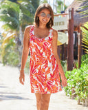 Loop Terry Printed Scoop Neck Tank Dress Orange Multi