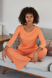 Ribbed Scoopneck Blouson Lounge Set Cantaloupe