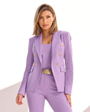 Modern Double-Breasted Blazer Sheer Lilac