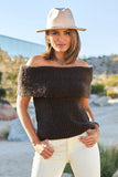 Fold Over Shaker Stitch Sweater Brown