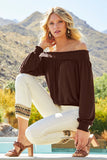 Mixed Wood Bead Ankle Jean Cream/Brown