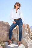 Paisley Print Slim Ankle Jean Blue Multi