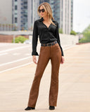 Monterey Five Pocket Faux Leather Bootcut Pant 2BN63 Cognac
