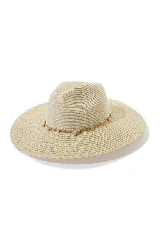 Shell Wide Brim Hat Off White