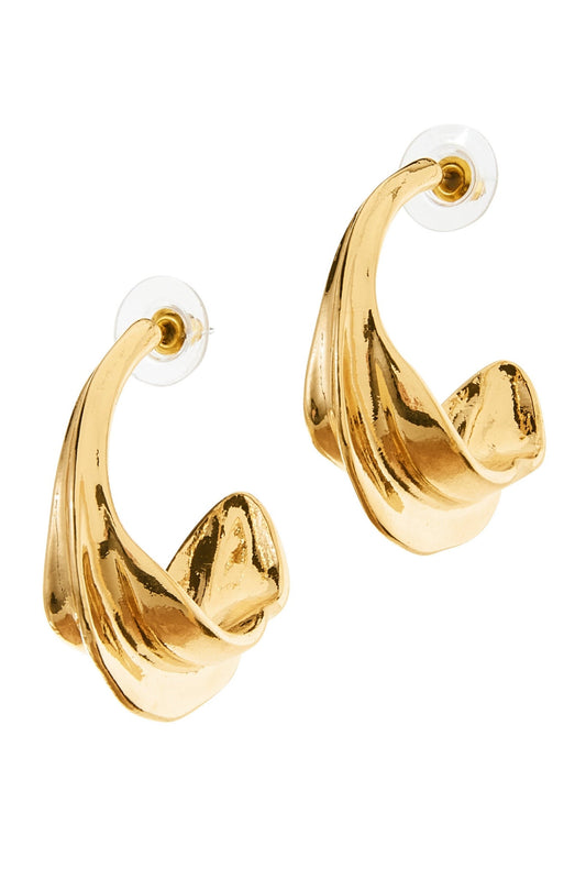 Hammered Metal Hoop Earrings Gold