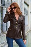 Leather Modern Single Breasted Blazer Chocolate