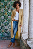 Double Breasted Tweed Duster Gold