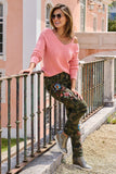 Embroidered Camo 5 Pocket Jean Green Multi