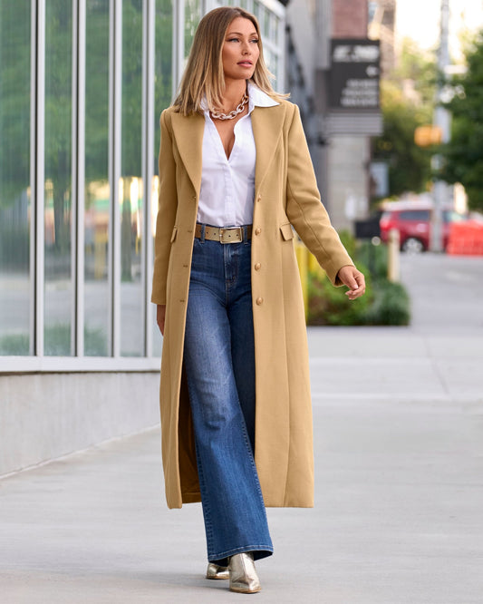 Full Length Classic Tailored Coat Camel