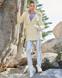 Metallic Coated Slim-Straight Jean Silver Metallic