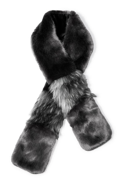 Faux Fur Scarf With Hand Warmers Graphite Mink