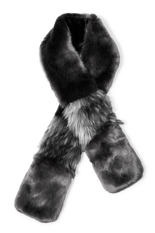 Faux Fur Scarf With Hand Warmers Graphite Mink