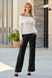 Allover Sequin Palazzo Pant Black