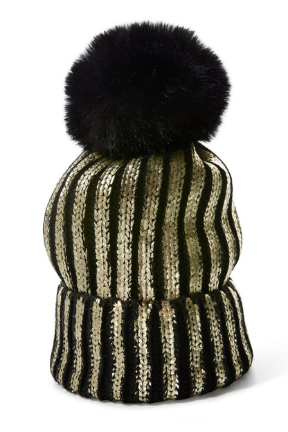 Black and Gold Metallic Beanie Black/Gold