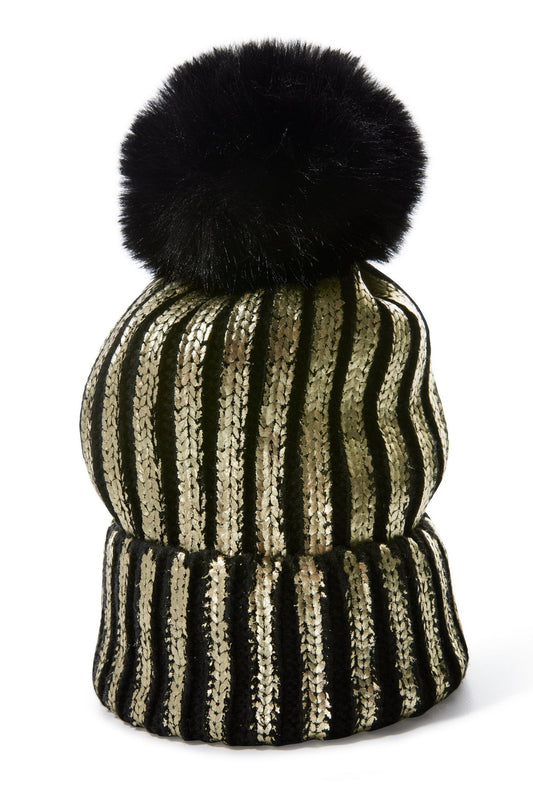Black and Gold Metallic Beanie Black/Gold