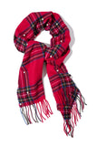 Plaid and Pearl Scarf Red Multi
