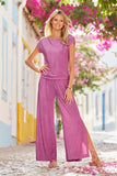 Metallic Effortless Two-Piece Lounge Set Purple
