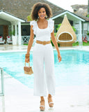 Malibu Linen Cropped Pant White