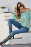 Paisley Embroidered And Embellished Denim Jean Medium Wash