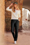 Faux Leather Pull-On Ankle Pant Black