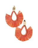 Straw Teardrop Earring Coral