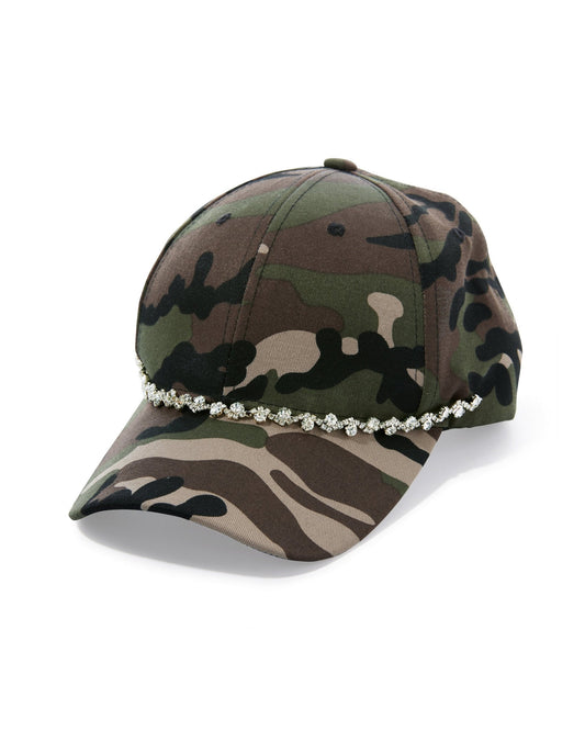 Embellished Camo Baseball Hat Green