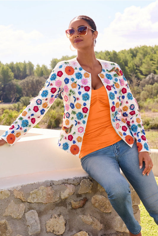 Embroidered Floral Butterfly Jacket Multi