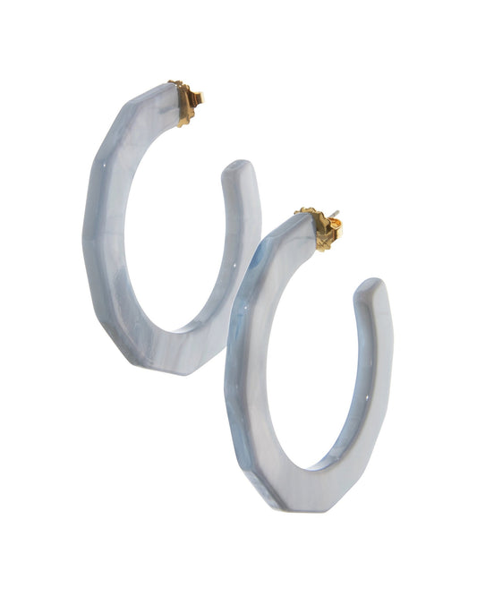 Glistening Resin Textured Hoop Earring Light Blue