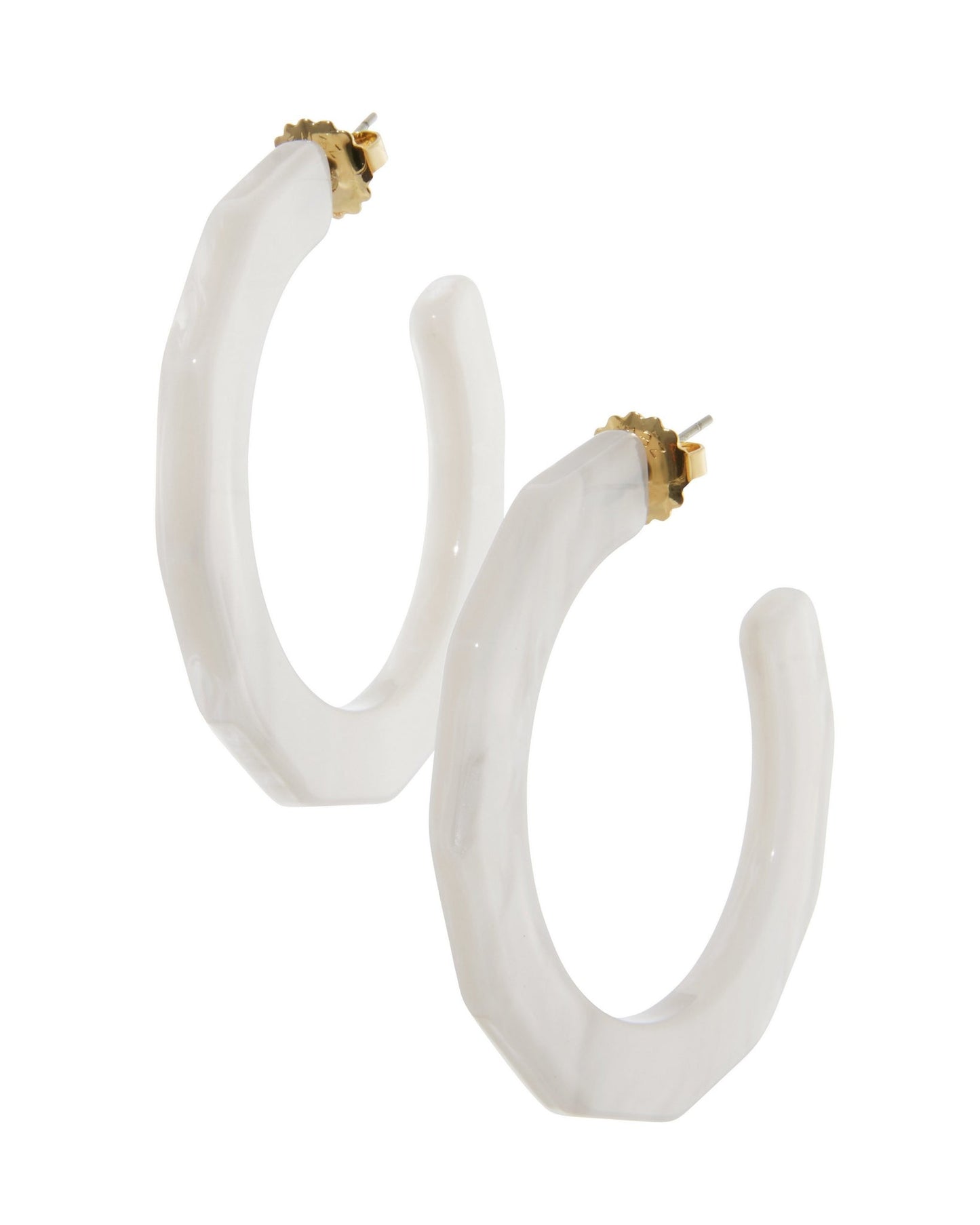 Glistening Resin Textured Hoop Earring White