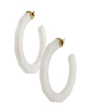 Glistening Resin Textured Hoop Earring White