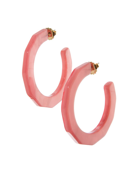 Glistening Resin Textured Hoop Earring Pink