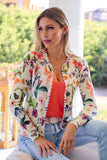 Floral Pearl Trim Cardigan White Multi