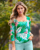 So Sexy Floral Tropical Square-Neck Top Multi